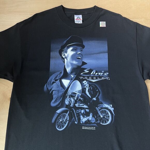 Vintage Elvis Presley Motorcycle Shirt Large Black Y2K Biker Music Glam NWT - Picture 3 of 6